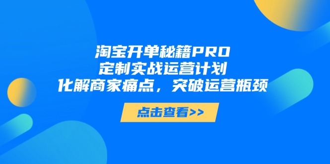 淘宝开单秘籍PRO,定制实战运营计划,化解商家痛点,突破运营瓶颈-项目吧