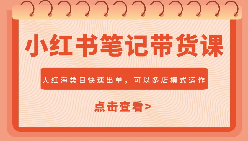 小红书笔记带货课,大红海类目快速出单,市场大,可以多店模式运作(更新)-项目吧