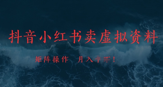 抖音小红书卖虚拟资料,市场需求一直存在,矩阵操作,月入1w+-项目吧
