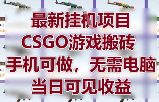 最新挂G项目,CSGO游戏搬砖,手机可做,无需电脑,当日见收益【揭秘】-项目吧