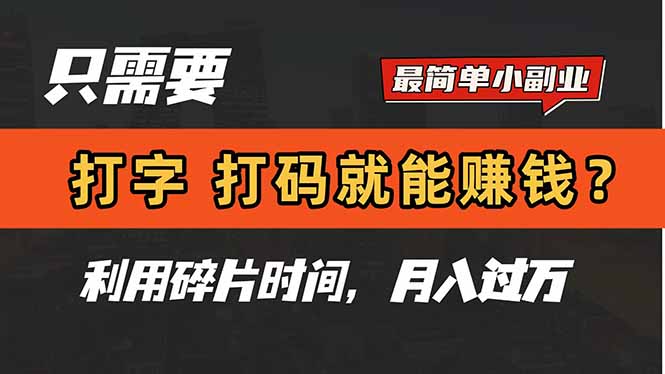只需要打字，打码，就能赚钱？简单的赚钱小副业，利用碎片时间，月入过万-项目吧