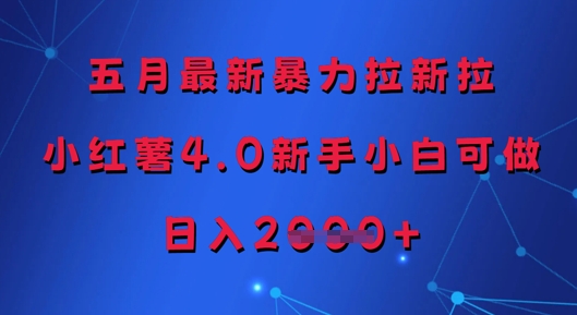 五月最新暴力拉新拉，小红薯4.0新手小白可做，日入多张-项目吧