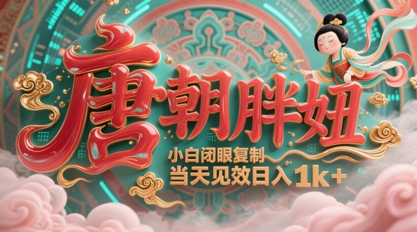 用AI克隆“唐朝胖妞”日更3条,平台疯狂推流,小白闭眼复制,当天见效,日入1k+-项目吧