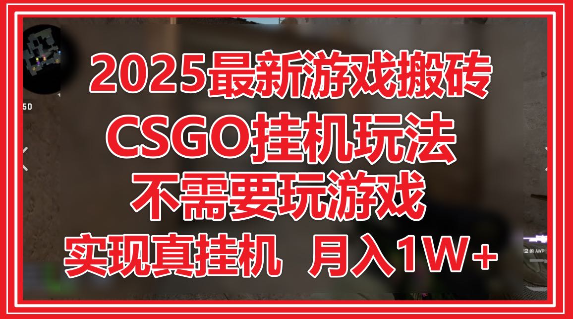 2025最新游戏搬砖，CSGO挂机，不需要玩游戏，实现真挂机，月入1W+-项目吧