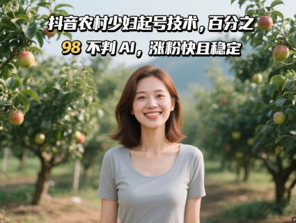 抖音农村少妇起号技术，百分之98不判AI，涨粉快且稳定-项目吧