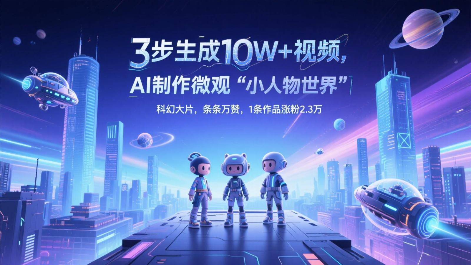 三步生成10W+视频,AI制作微观“小人物世界”科幻大片,条条万赞,1条作品涨粉2.3万-项目吧
