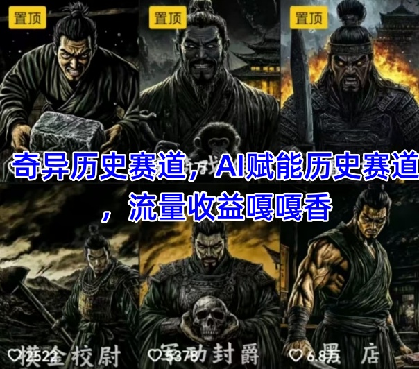 抖音奇异历史赛道,AI赋能历史赛道,流量收益嘎嘎香,狂撸伙伴计划-项目吧