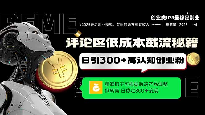 评论区低成本引流秘籍,精准钩子直击用户,单账号日增300+创业粉,日稳…-项目吧