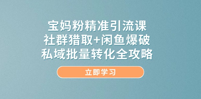 宝妈粉精准引流课,社群猎取+闲鱼爆破,私域批量转化全攻略-项目吧
