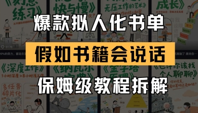最新爆款拟人化书单玩法,假如书籍会说话,保姆级教程-项目吧