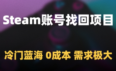 Steam账号找回项目,冷门蓝海,0成本,需求极大-项目吧