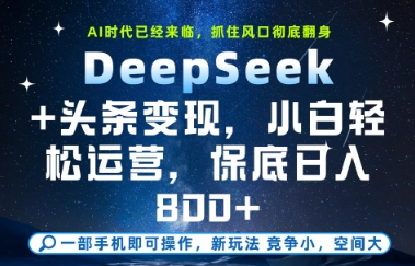 DeepSeek+头条变现,保姆级教学,小白轻松上手,日入8张+【揭秘】-项目吧