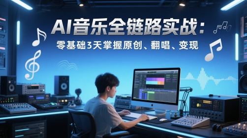 AI音乐全链路实战变现课:零基础3天掌握原创、翻唱、变现-项目吧