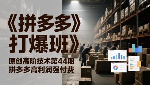 《拼多多打爆班》原创高阶技术第44期,拼多多高利润强付费-项目吧