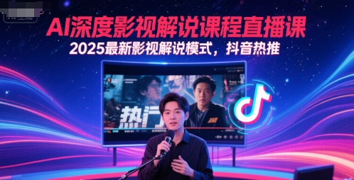 AI深度影视解说课程直播课，2025最新影视解说模式，抖音热推-项目吧