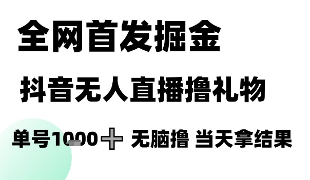 全网首发掘金抖音无人直播撸礼物,单号1k +无脑撸,当天拿结果【揭秘】-项目吧