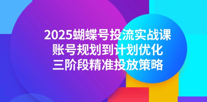 2025蝴蝶号投流实战课,账号规划到计划优化,三阶段精准投放策略-项目吧