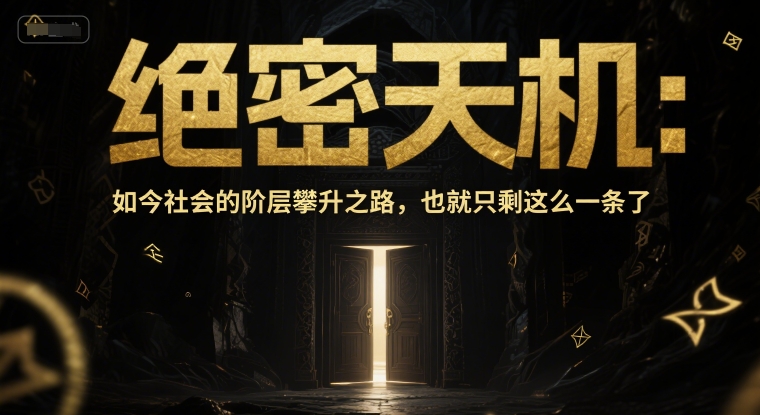 付费文章:绝密天机:如今社会的阶层攀升之路,也就只剩这么一条了-项目吧