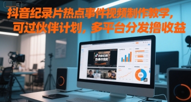 抖音纪录片热点事件视频制作教学,可过伙伴计划,多平台分发撸收益-项目吧