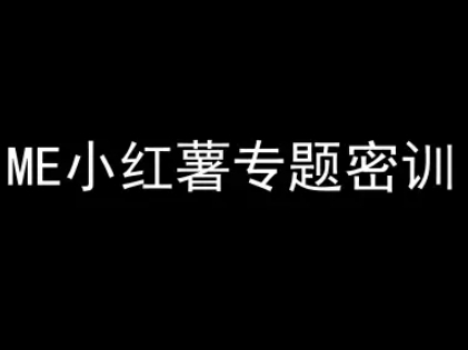 ME小红薯专题密训-小红书电商教程-项目吧