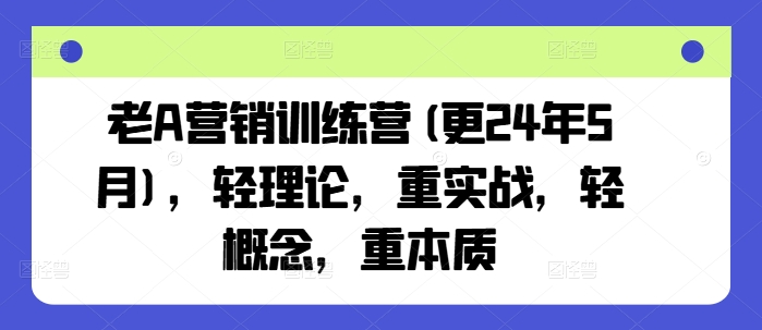 老A营销训练营(更25年6月),轻理论,重实战,轻概念,重本质-项目吧