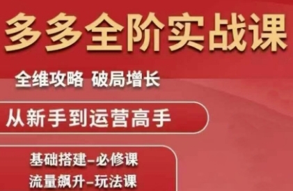 拼多多全阶实战课程,全维攻略,破局增长,从新手到运营高手-项目吧