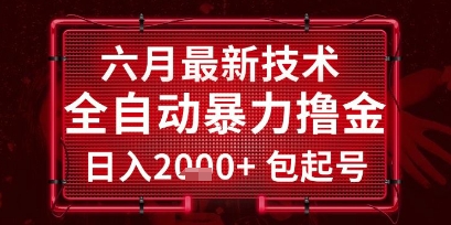 六月最新技术全自动暴力撸金,稳定日入2k+包起号,长期稳定【揭秘】-项目吧