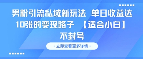 男粉引流私域新玩法，单日收益达10张的变现路子 【适合小白】不封号-项目吧
