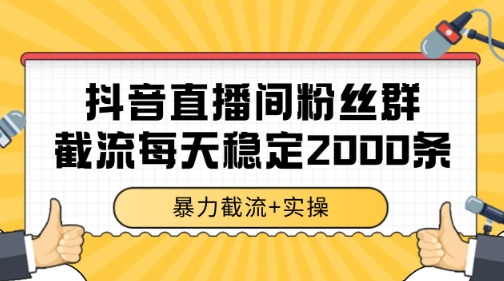 抖音直播间粉丝群暴力截流，一台电脑每天稳定2000条数据【揭秘】-项目吧