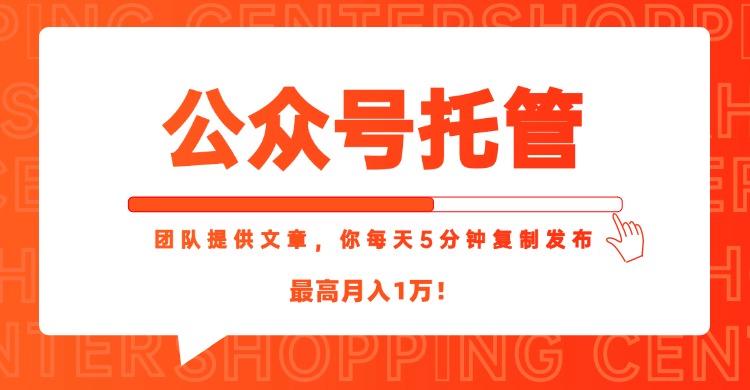 【公众号托管 】我提供文章,你每天5分钟复制发布,最高月入1W-项目吧