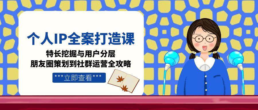 个人IP全案打造课,特长挖掘与用户分层,朋友圈策划到社群运营全攻略-项目吧