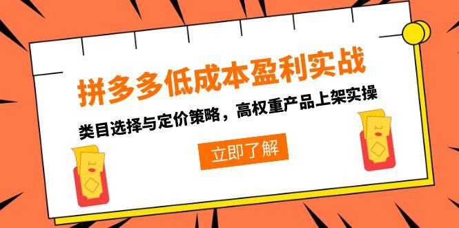 拼多多低成本盈利实战,类目选择与定价策略,高权重产品上架实操-项目吧