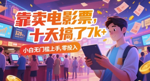 靠卖电影票,十天搞了7k+,小白无门槛上手,零投入【揭秘】-项目吧