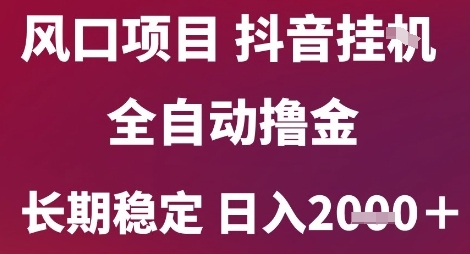 风口项目,六月最新玩法抖音无人挂G,全自动撸金,长期稳定 日入2k+【揭秘】-项目吧