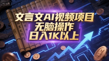 文言文AI视频项目，无脑操作，日入1K以上-项目吧