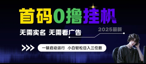 首码0撸挂G项目，无需实名无需看广告 一键启动运行，小白轻松日入三位数【揭秘】-项目吧