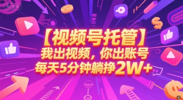 【视频号托管 】我出视频,你出账号,每天5分钟发布,最高躺挣2W+【揭秘】-项目吧