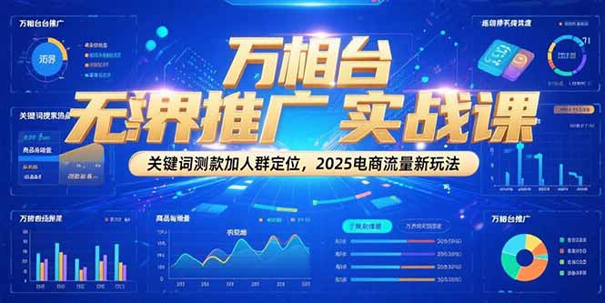 万相台无界推广实战课,关键词测款加人群定位,2025电商流量新玩法-项目吧