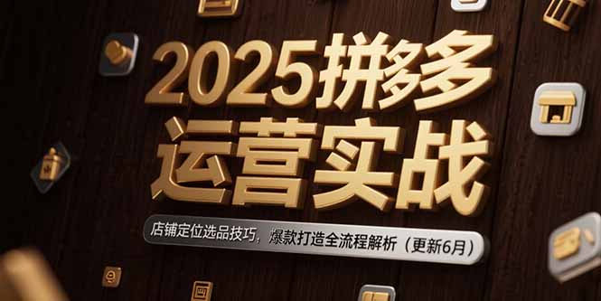 2025拼多多运营实战:店铺定位选品技巧,爆款打造全流程解析(更新6月-项目吧