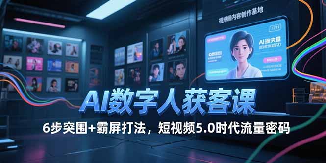 AI数字人获客课,6步突围+霸屏打法,短视频5.0时代流量密码-项目吧