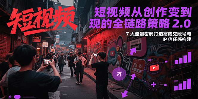 短视频从创作到变现的全链路策略2.0,7大流量密码构建IP信任感打造高成交账号-项目吧