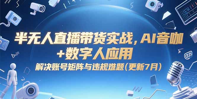半无人直播带货实战,AI音咖+数字人应用 解决账号矩阵与违规难题(更新7月-项目吧