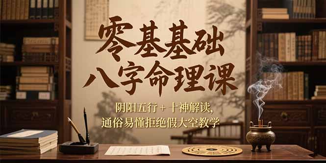 零基础八字命理课,阴阳五行+十神解读,通俗易懂拒绝假大空教学-项目吧