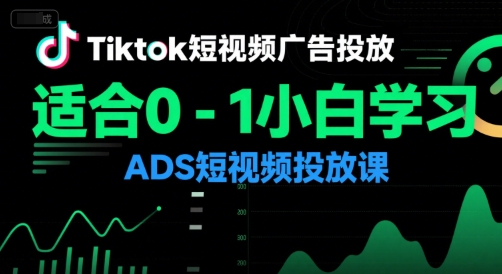Tiktok短视频广告投放,适合0-1小白学习ADS短视频投放课-项目吧