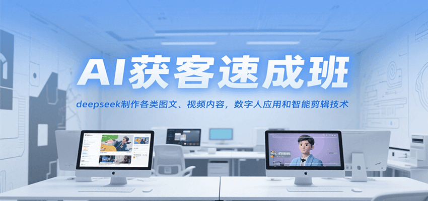 AI获客速成班，deepseek制作各类图文、视频内容，数字人应用和智能剪辑技术-项目吧