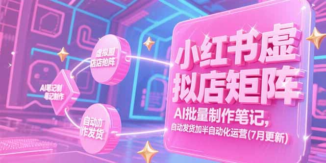 小红书虚拟店矩阵,AI批量制作笔记,自动发货加半自动化运营(7月更新-项目吧