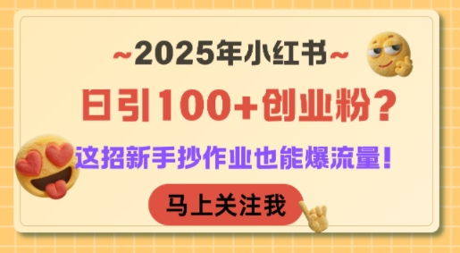 2025年小红书日引100+创业粉?这招新手抄作业也能爆流量!-项目吧