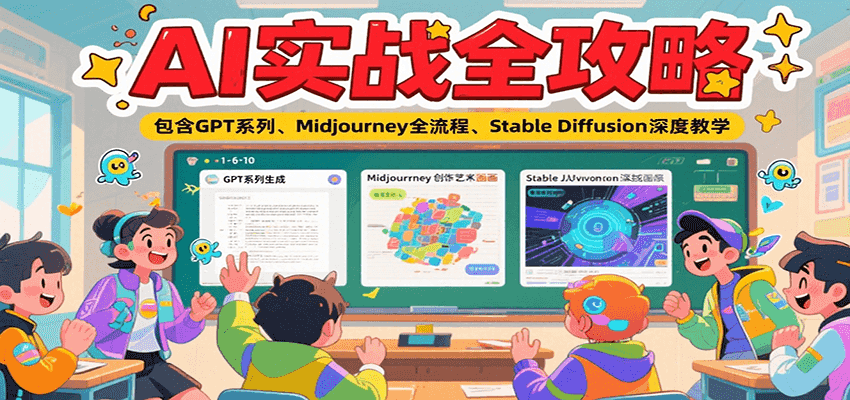 AI实战全攻略,包含GPT系列、Midjourney全流程、Stable Diffusion深度教学-项目吧