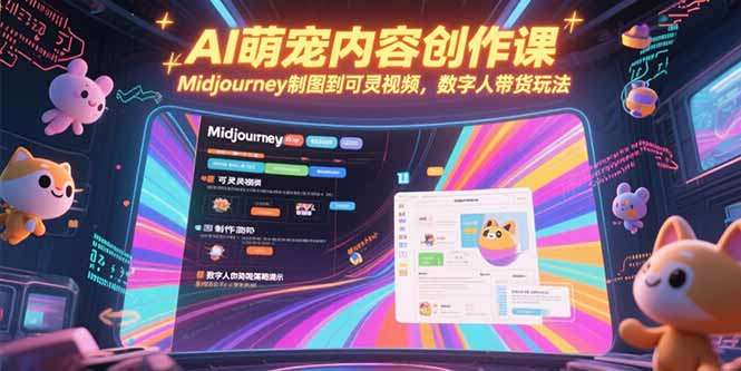 AI萌宠内容创作课,Midjourney制图到可灵视频,数字人带货玩法-项目吧