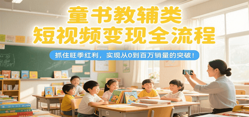 童书教辅类短视频变现全流程,抓住旺季红利,实现从0到百万销量的突破!-项目吧